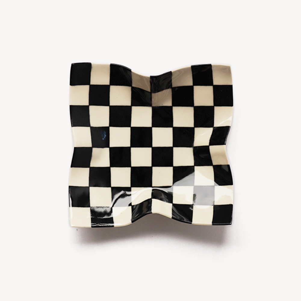 Checkerboard handmade handkerchief tray