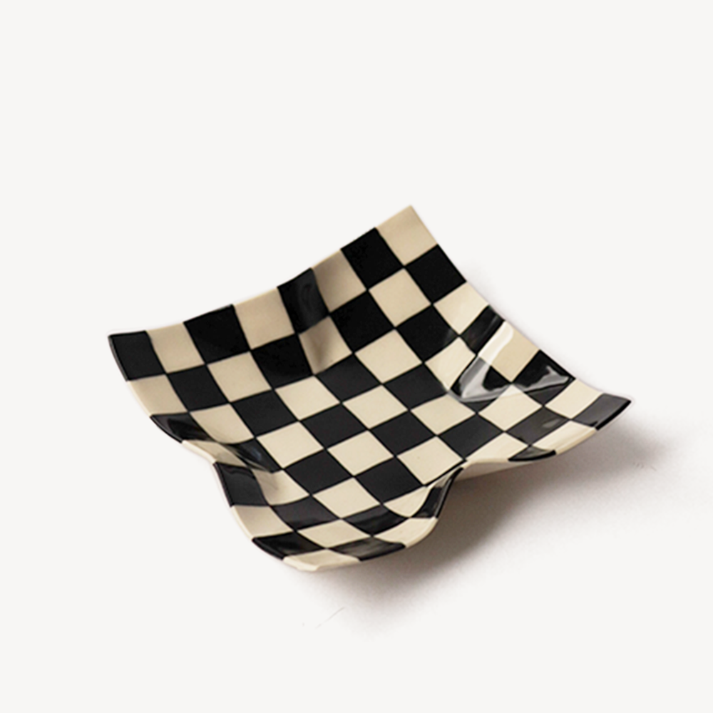 Checkerboard handmade handkerchief tray