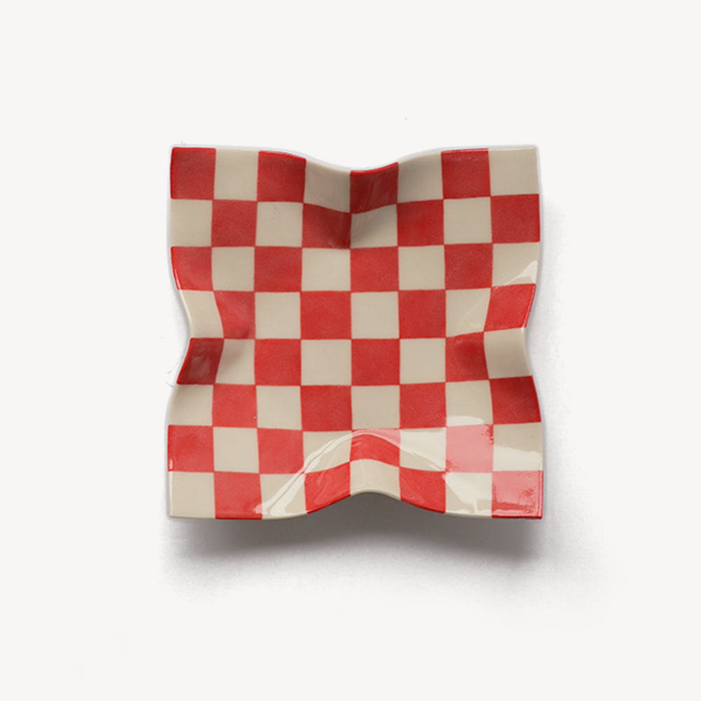 Checkerboard handmade handkerchief tray