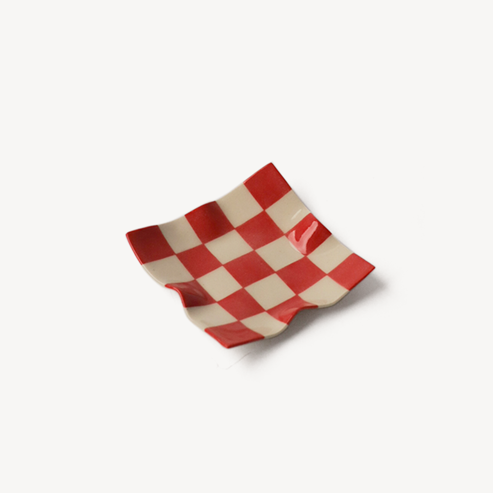 Checkerboard handmade handkerchief tray